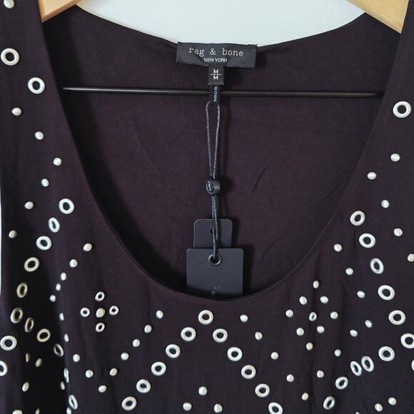 Rag & Bone Priscilla Studded Maxi Dress Black Silver Grommet Scoop Neck M NWT - Picture 6 of 8